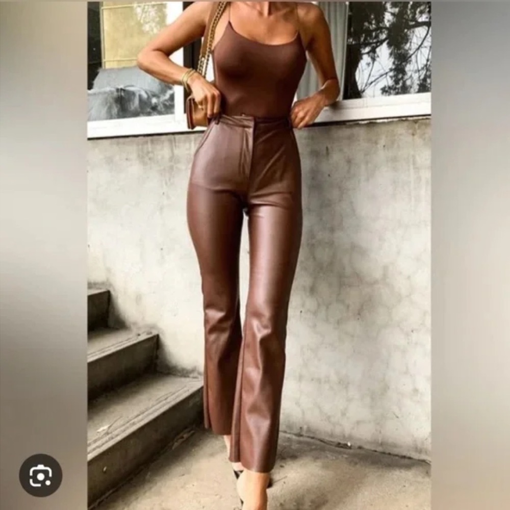 NWT Meshki Chocolate Brown Leather Tyra Pants